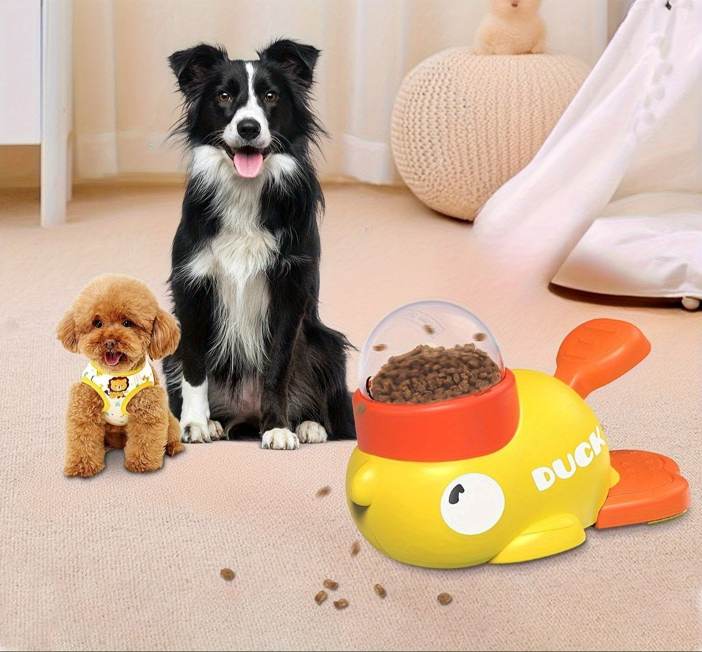 Duck-Shaped Interactive Slow Feeder Dog Food Dispenser