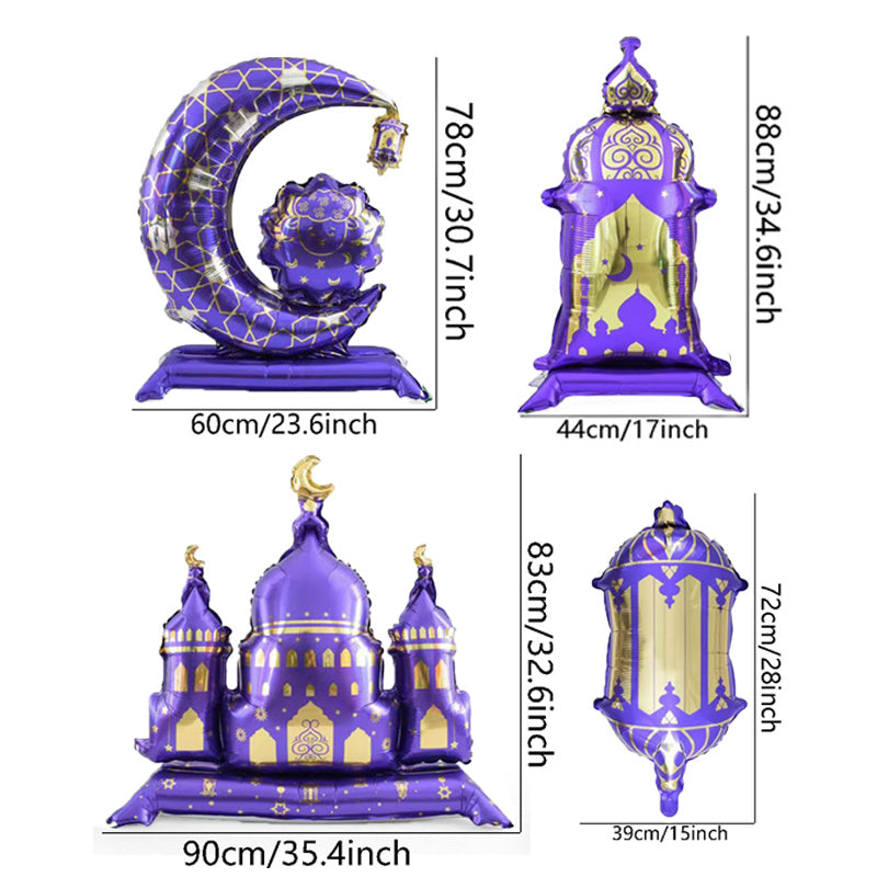 5pcs Ramadan Castle Lantern and Moon Balloon Set