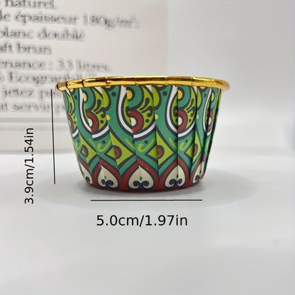 50pcs Patterned Golden Cupcake Muffin Molds