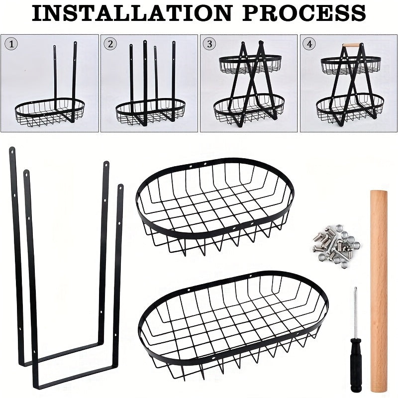 2-Tier Metal Mesh Fruit Basket