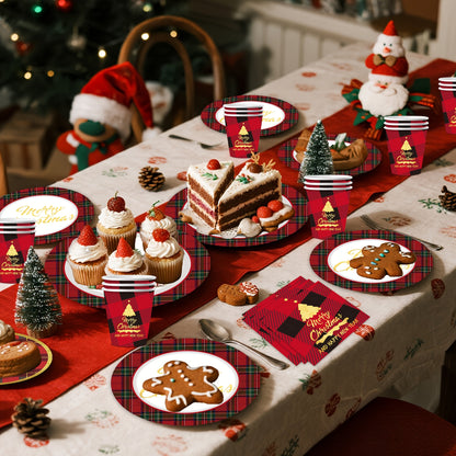 50pcs of Christmas-themed Tableware Set