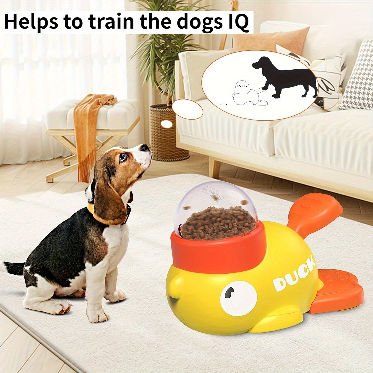 Duck-Shaped Interactive Slow Feeder Dog Food Dispenser