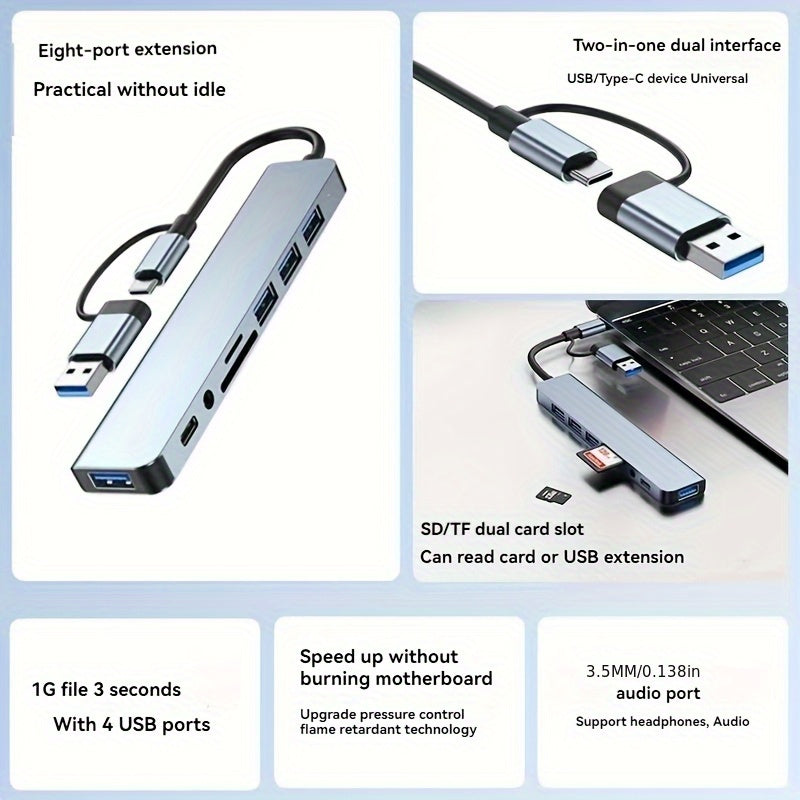 8-in-1 USB Hub for Laptops & Desktops