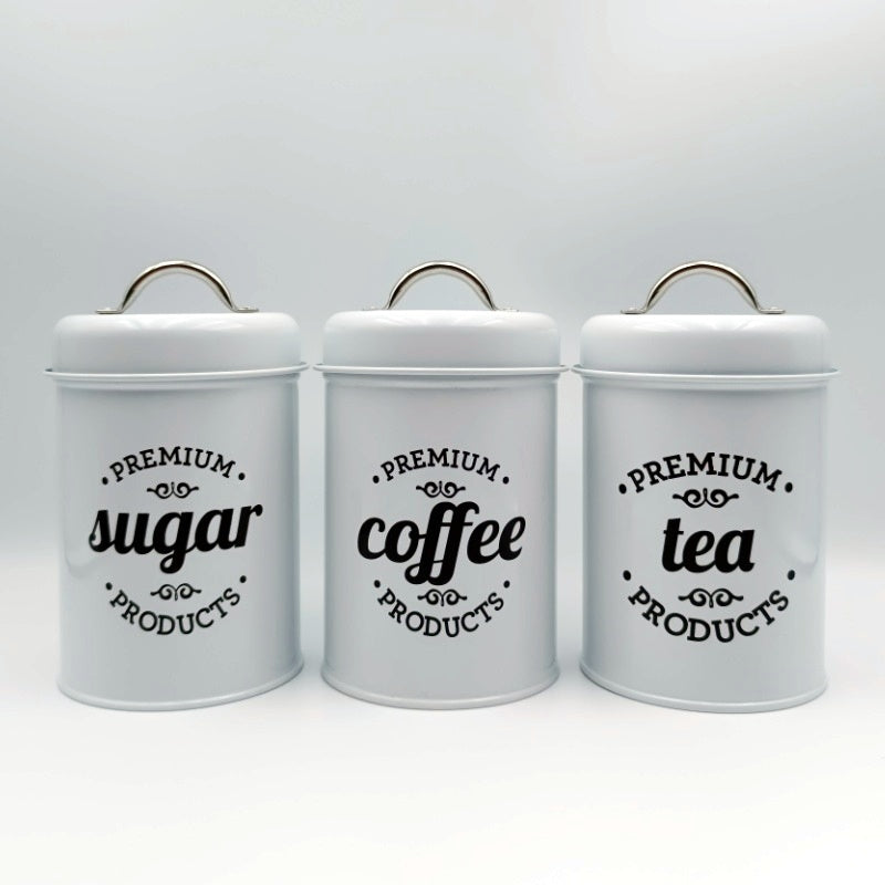 3pcs Metal Airtight Canisters with Stainless Steel Handles
