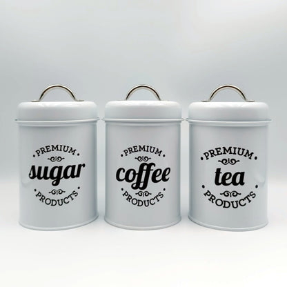 3pcs Metal Airtight Canisters with Stainless Steel Handles