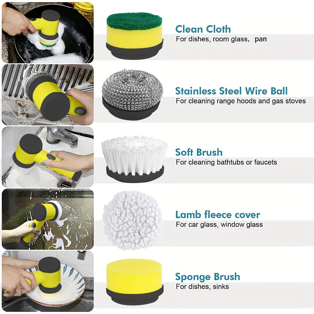 Electric Spin Scrubber With 5 Replaceable Brush Head