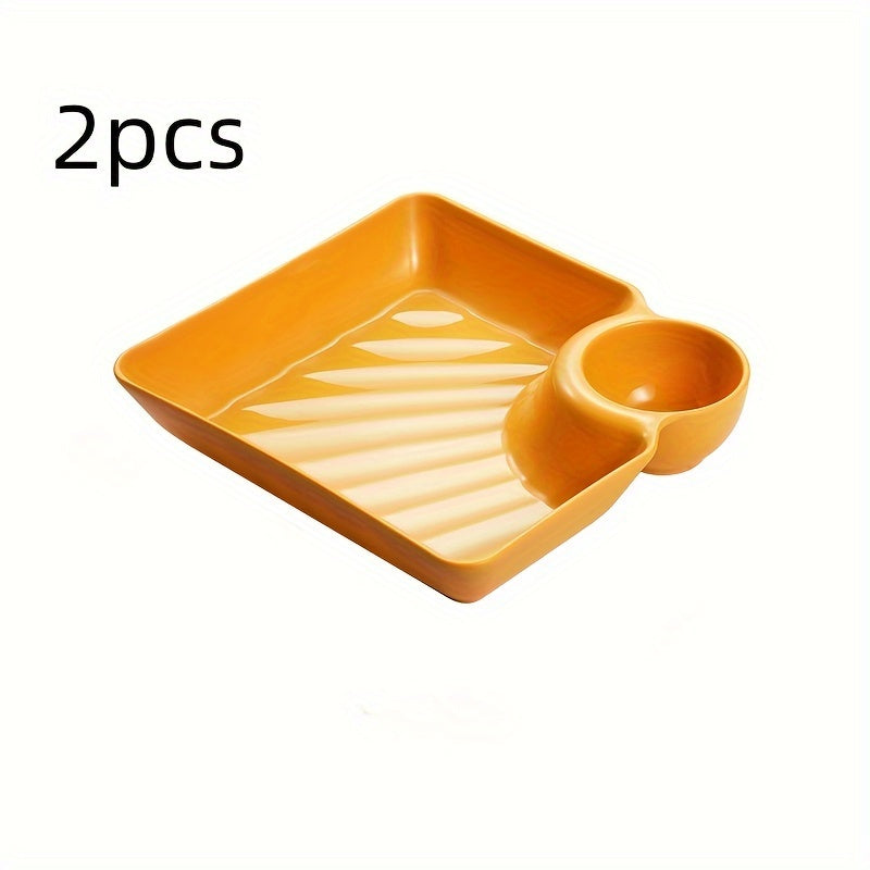 2pcs Plastic Food Serving Plates