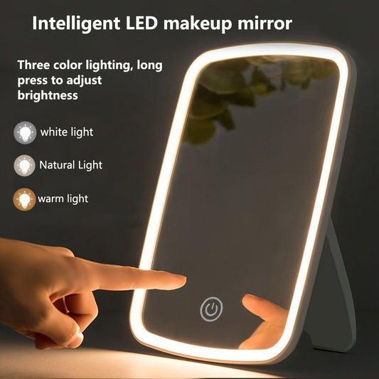 Compact LED Makeup Mirror with Touch Sensor and 3 Lighting Modes - HazMarket