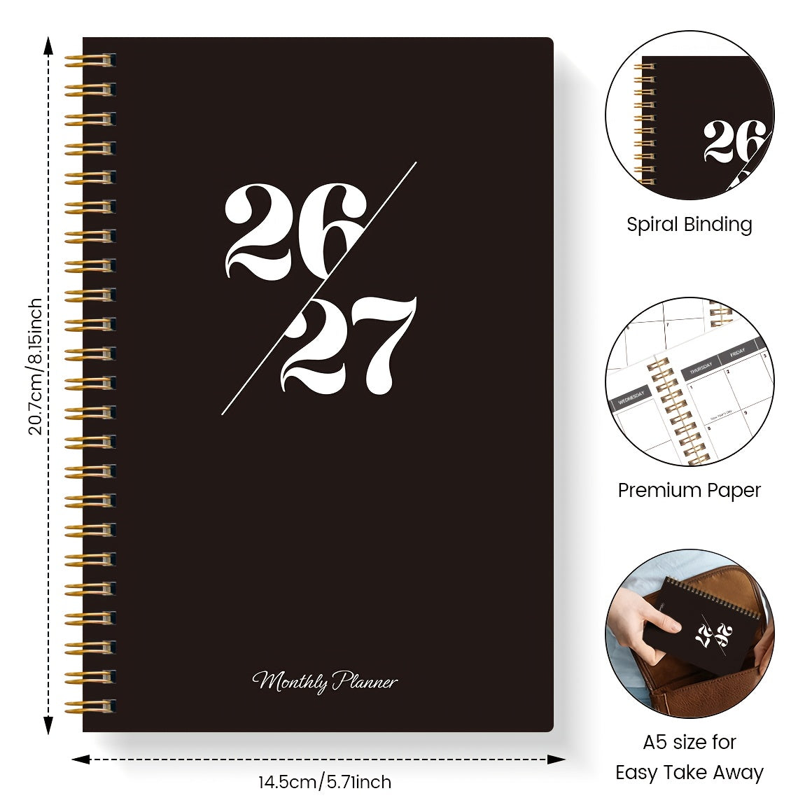 2026-2027 Two-Year Monthly Planner with Spiral Binding & Cover