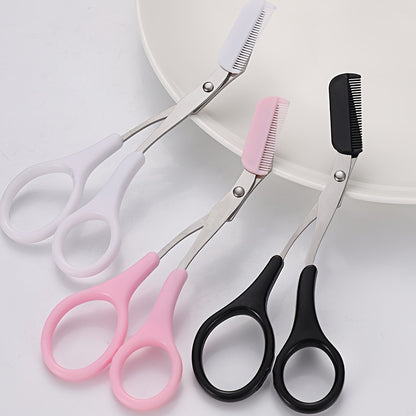 Stainless Steel Eyebrow Trimming Scissors with Comb