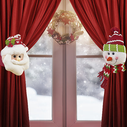 2pcs Santa Claus & Snowman Curtain Clips