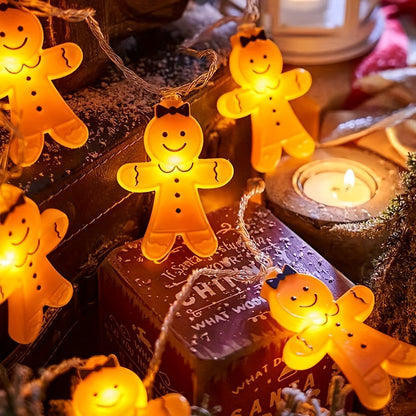 Gingerbread String Lights with Warm Yellow Glow
