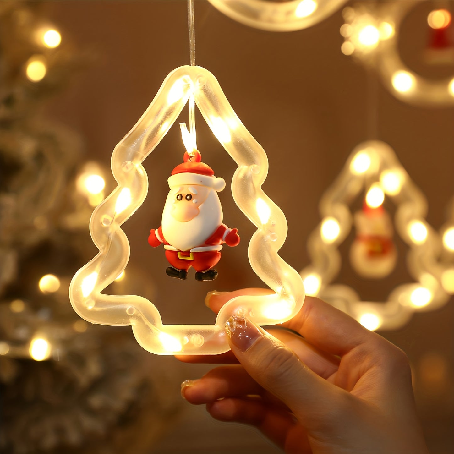 10 Mini Santa Figurine & Snowflake Lights with 8 Lighting Modes