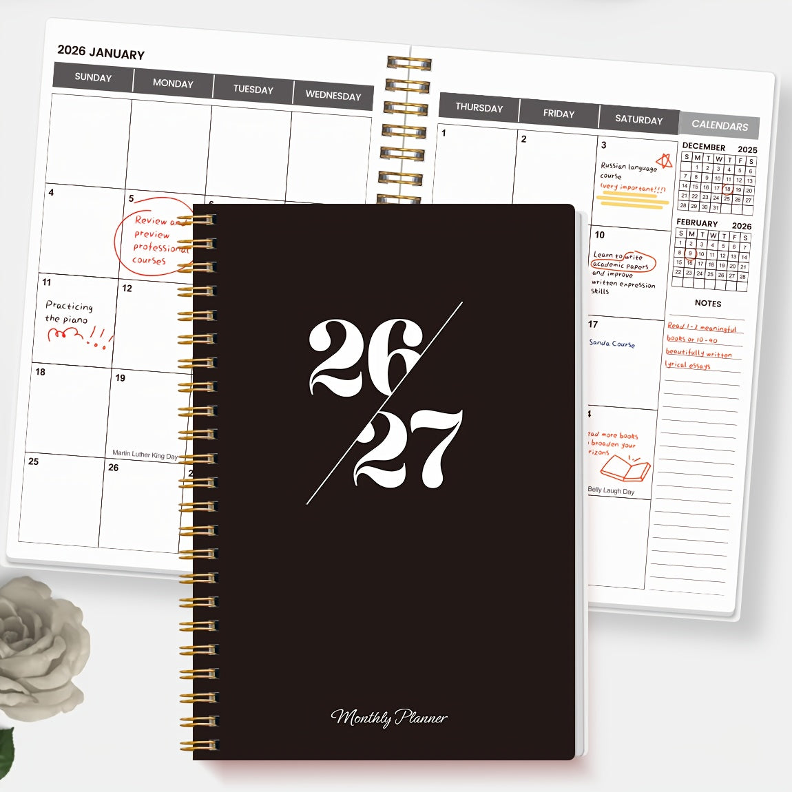 2026-2027 Two-Year Monthly Planner with Spiral Binding & Cover
