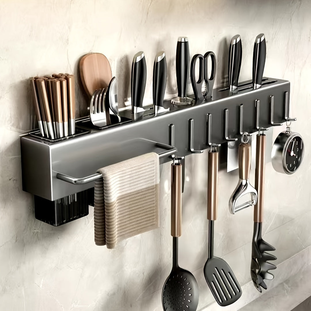 Premium Carbon Steel Wall-Mounted Kitchen Organizer Rack