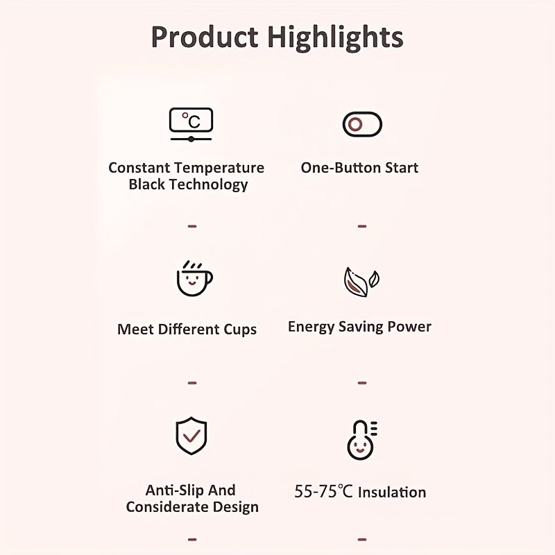 Smart Electric Hot Cup Warmer with USB-Powered Pad