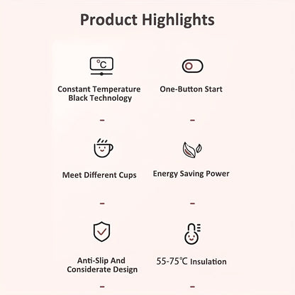 Smart Electric Hot Cup Warmer with USB-Powered Pad