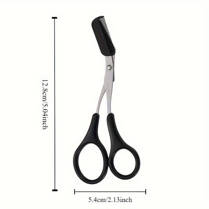 Stainless Steel Eyebrow Trimming Scissors with Comb