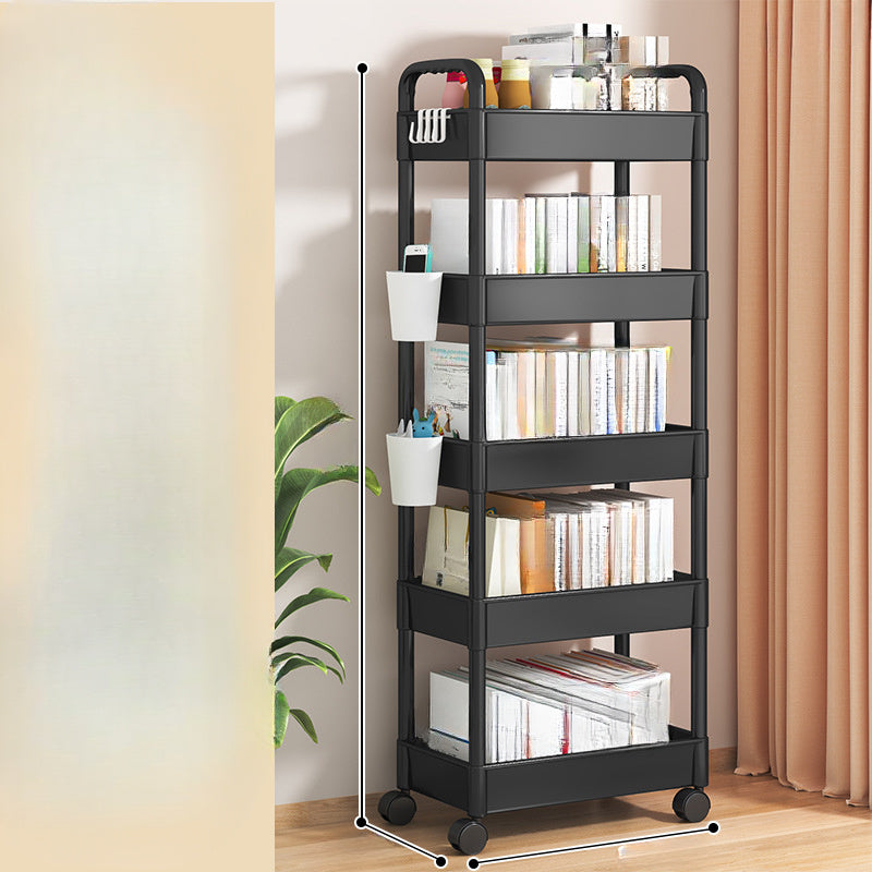 5-Tier Plastic Storage Cart with Heavy-Duty Shelves & Easy-Move Design