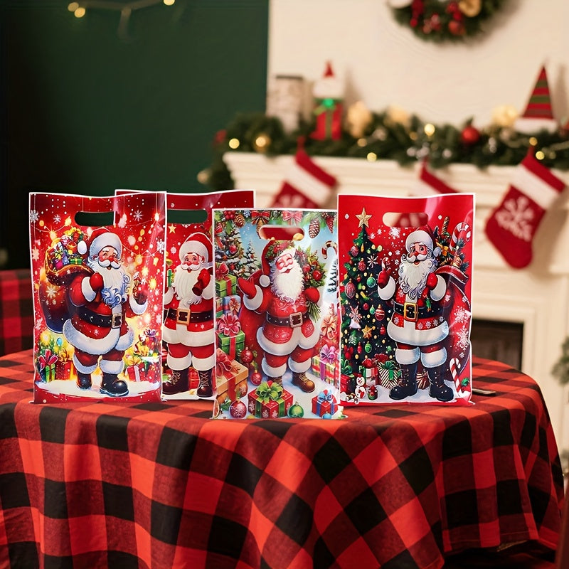 50pcs Vintage Santa Claus Christmas Gift Bags with Handles