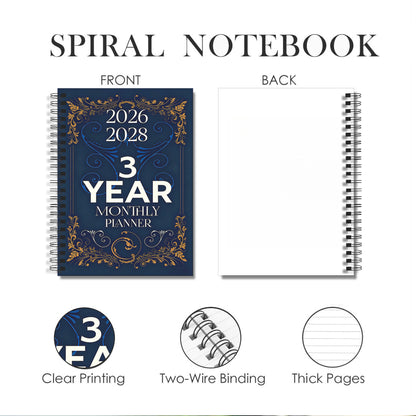 3-Year Monthly Planner Notebook 2026-2028