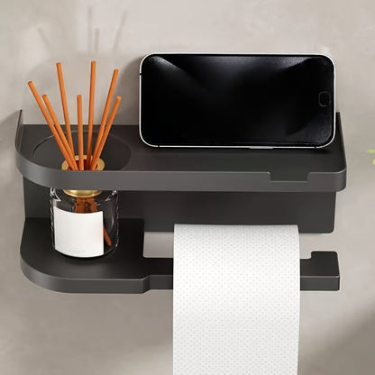 Modern & Wall-Mounted Toilet Paper Holder with Storage Shelf