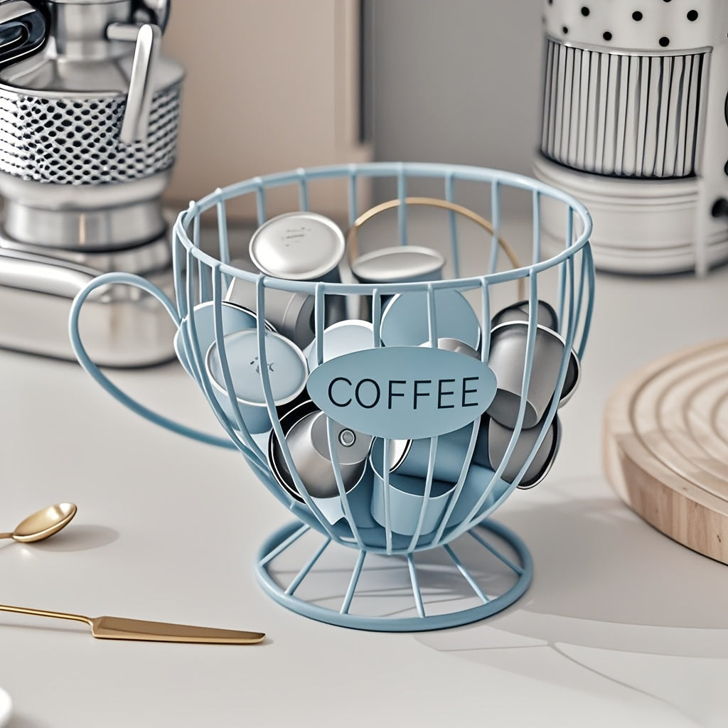 Coffee Capsule Storage Basket with Iron Frame Base