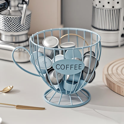 Coffee Capsule Storage Basket with Iron Frame Base