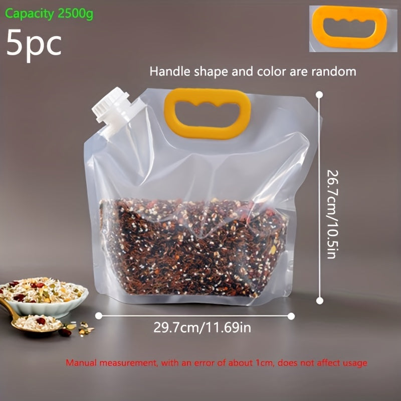 5pcs Food Fresh-keeping Bag With Spout