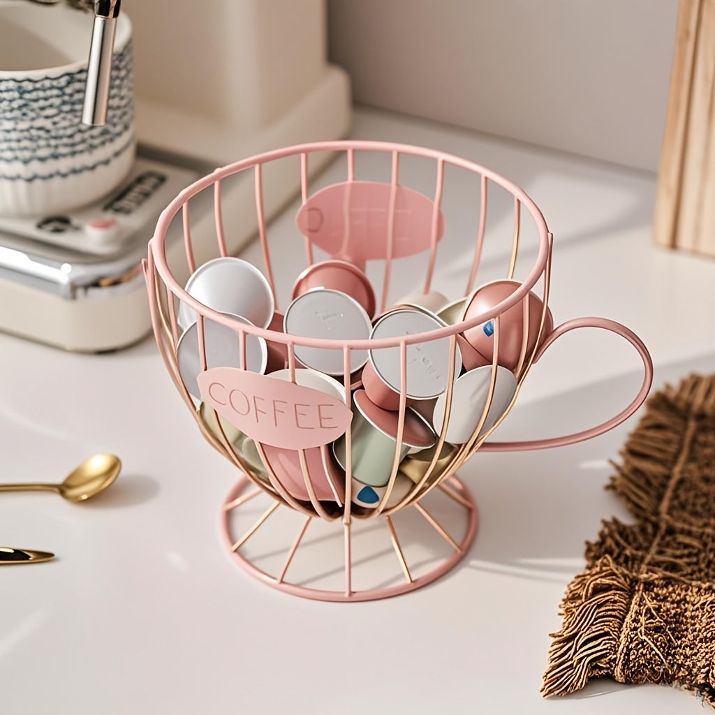 Coffee Capsule Storage Basket with Iron Frame Base
