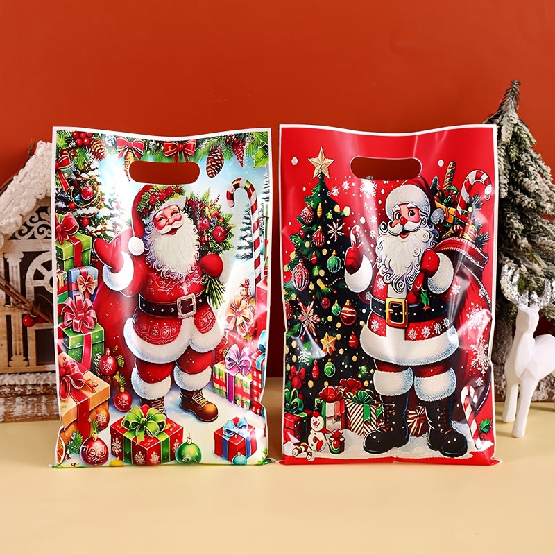 50pcs Vintage Santa Claus Christmas Gift Bags with Handles