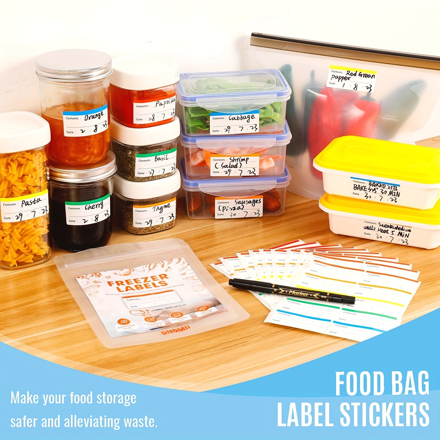 100pcs Colorful Removable Freezer & Food Storage Labels