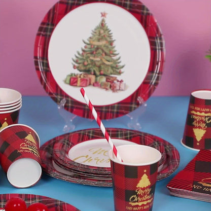 50pcs of Christmas-themed Tableware Set