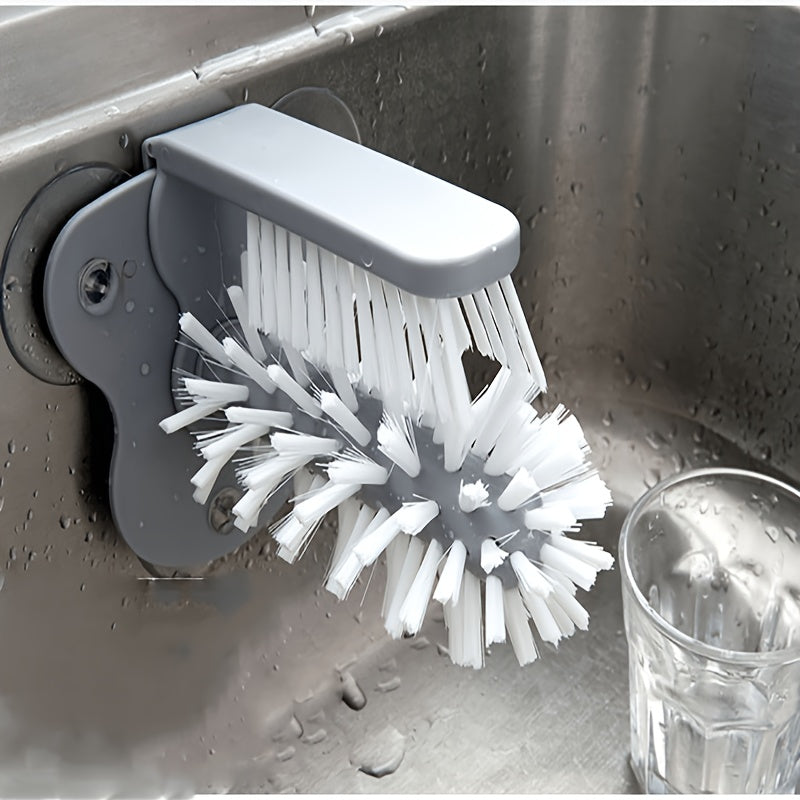 2-in-1 Manual Glass & Bottle Brush Cleaner with Suction