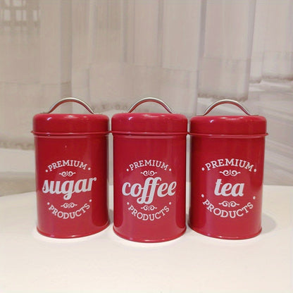 3pcs Metal Airtight Canisters with Stainless Steel Handles