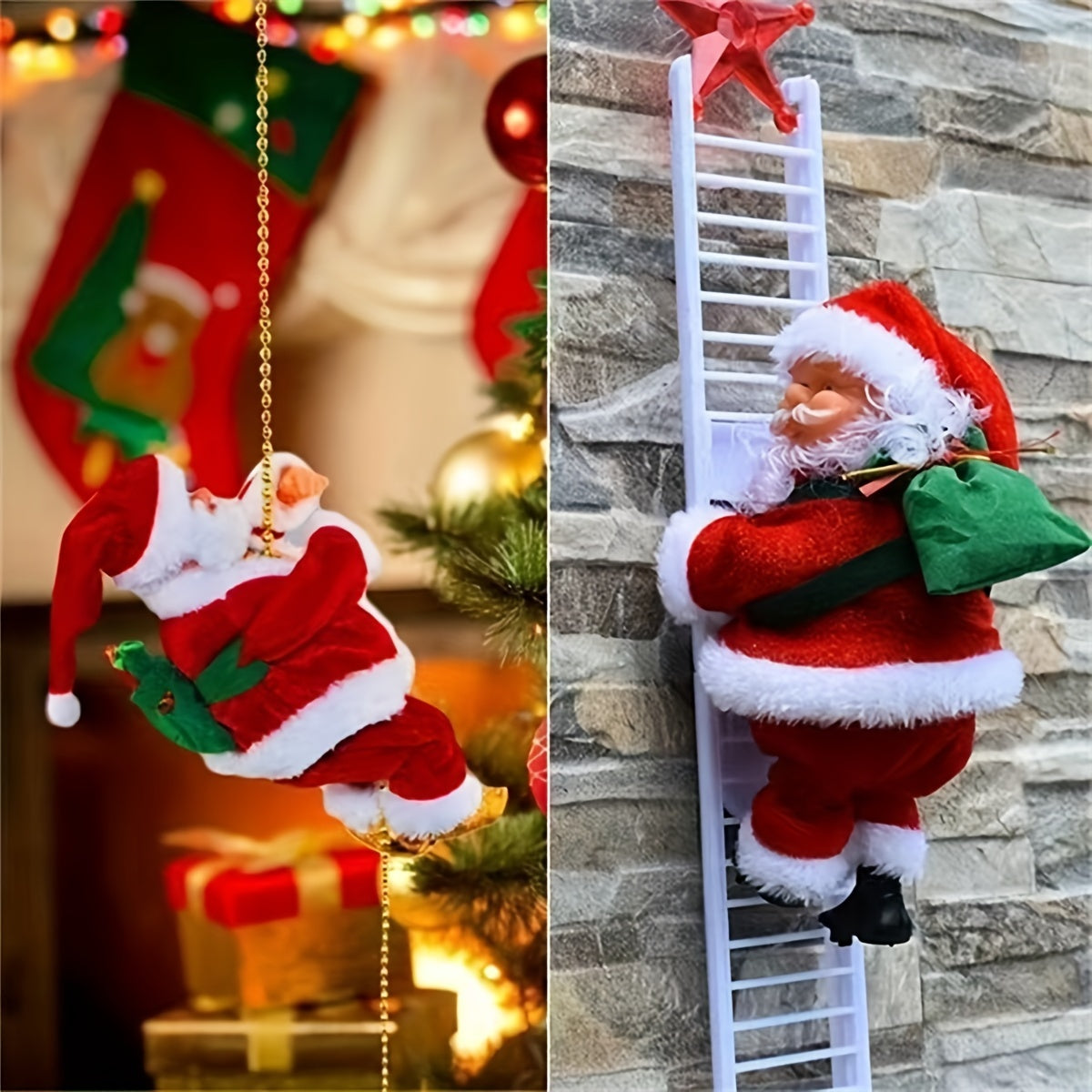 1 Set Singing & Moving Santa Claus Christmas Tree Climbing Decoration