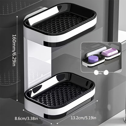 Double-Layer Wall-Mounted Soap Dish with Drain Function