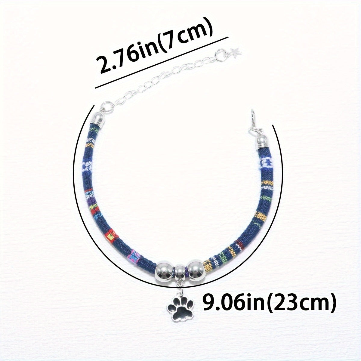 Nylon Pet Necklace with Colorful Paw Print Pendant