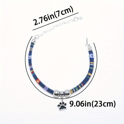 Nylon Pet Necklace with Colorful Paw Print Pendant