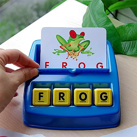 educational spelling flash cards for learning vocabulary with letter blocks