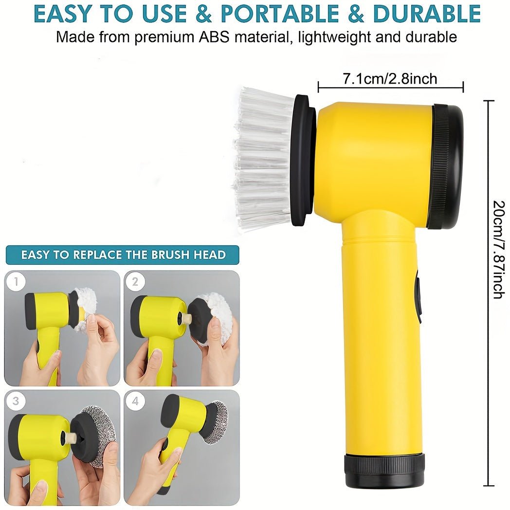 Electric Spin Scrubber With 5 Replaceable Brush Head - HazMarket
