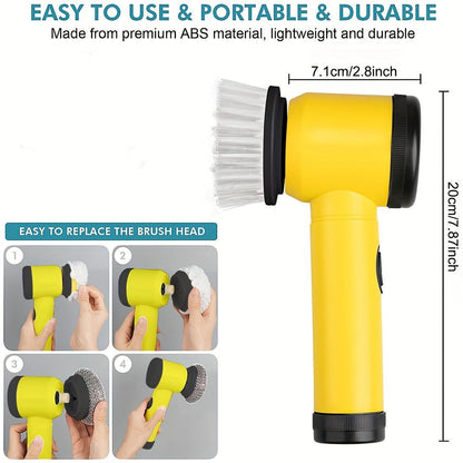 Electric Spin Scrubber With 5 Replaceable Brush Head - HazMarket