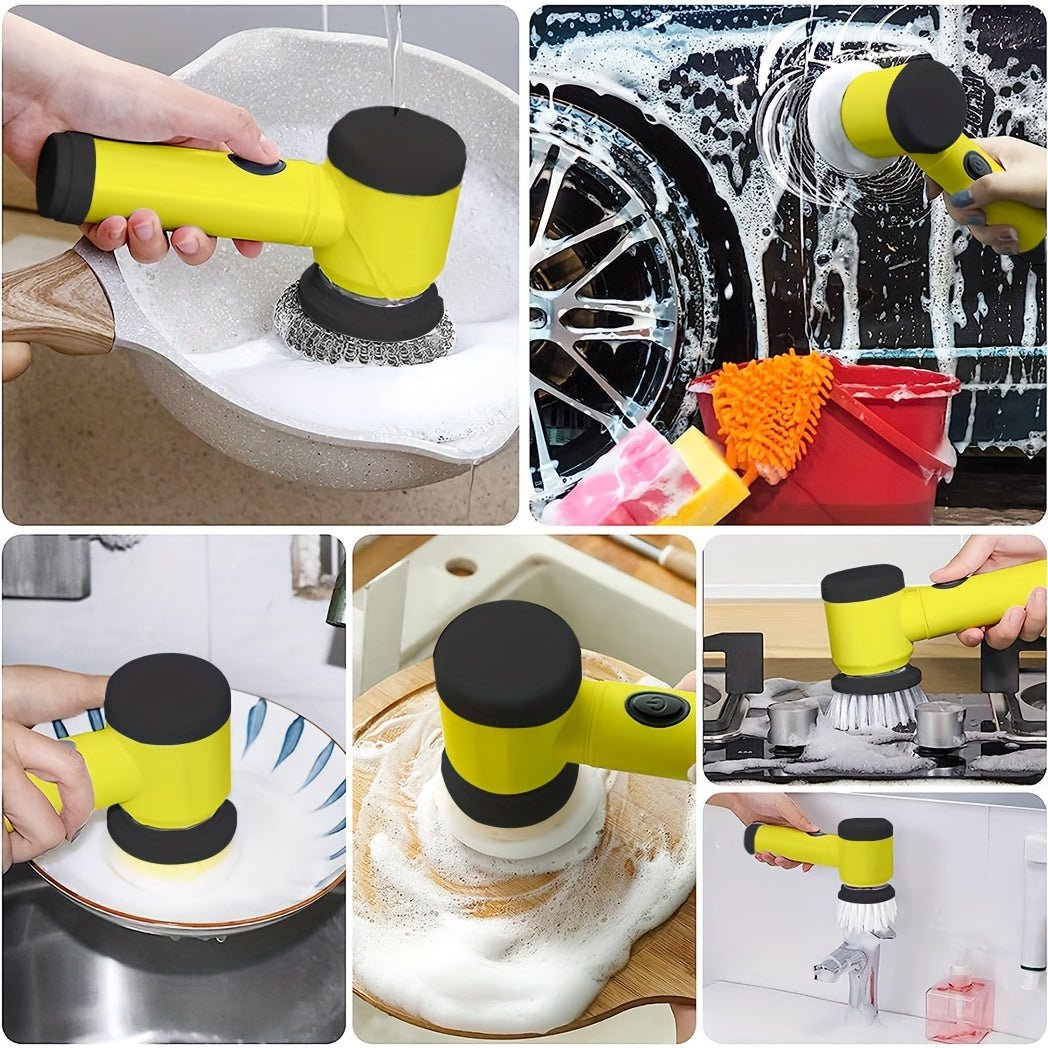 Electric Spin Scrubber With 5 Replaceable Brush Head - HazMarket