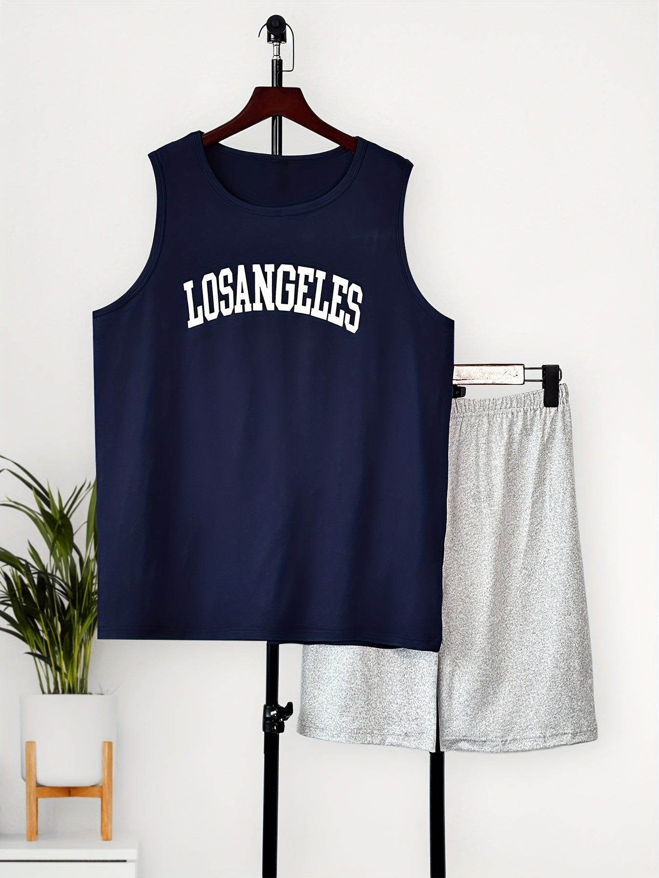 2 Pcs Casual Letter Print Vest & Shorts Pajama Set