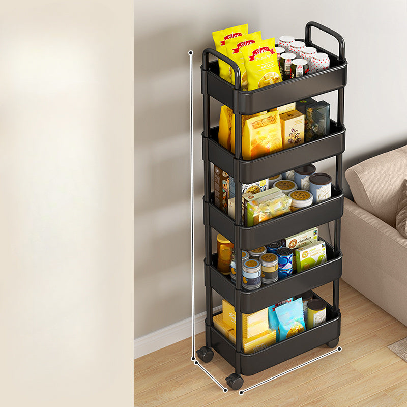 5-Tier Plastic Storage Cart with Heavy-Duty Shelves & Easy-Move Design