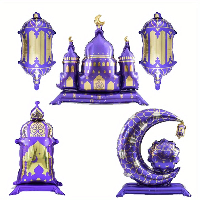 5pcs Ramadan Castle Lantern and Moon Balloon Set
