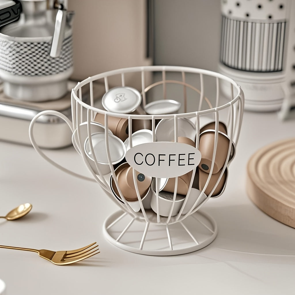 Coffee Capsule Storage Basket with Iron Frame Base