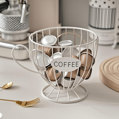 Coffee Capsule Storage Basket with Iron Frame Base