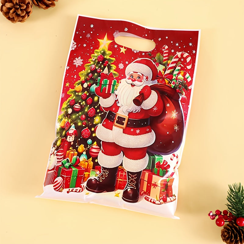 50pcs Vintage Santa Claus Christmas Gift Bags with Handles