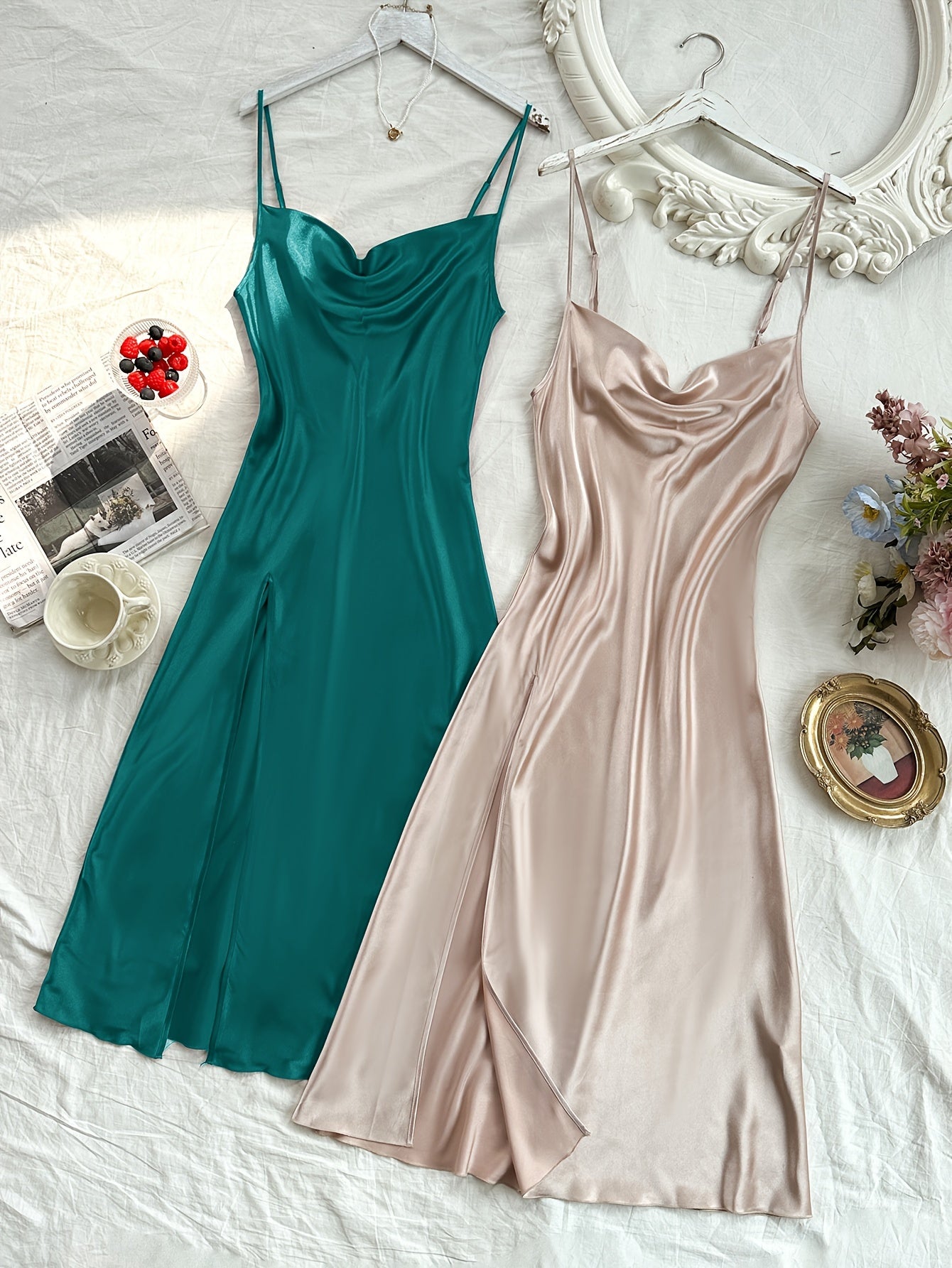 2 Pcs Elegant Midi Slip Dress